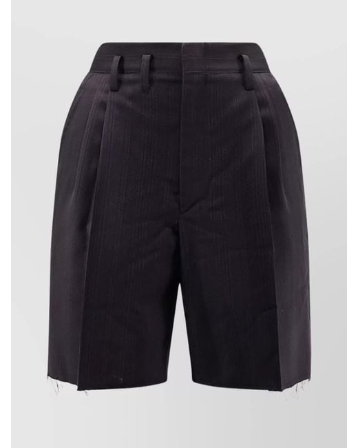 Maison Margiela Blue Striped Virgin Wool Tailored Shorts