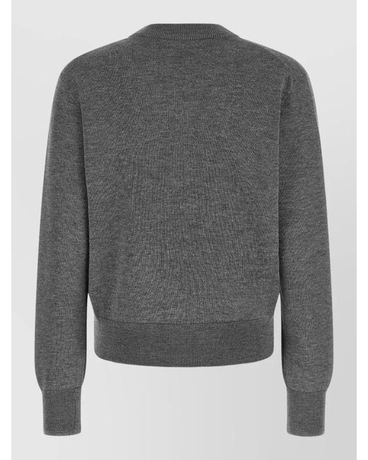 AMI Gray Ami De Coeur Signature Knit Cardigan