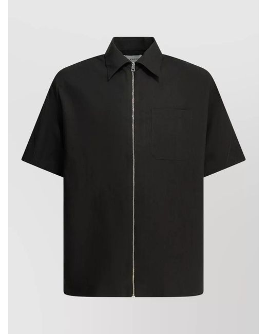 Givenchy Black Couture Seam Short Sleeve Collared Shirt for men