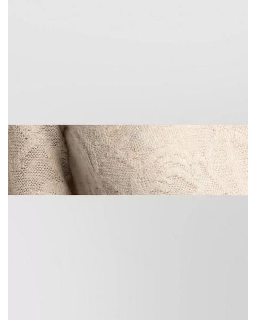 Etro Natural Crew Neck Long Sleeve Textured Knit Top