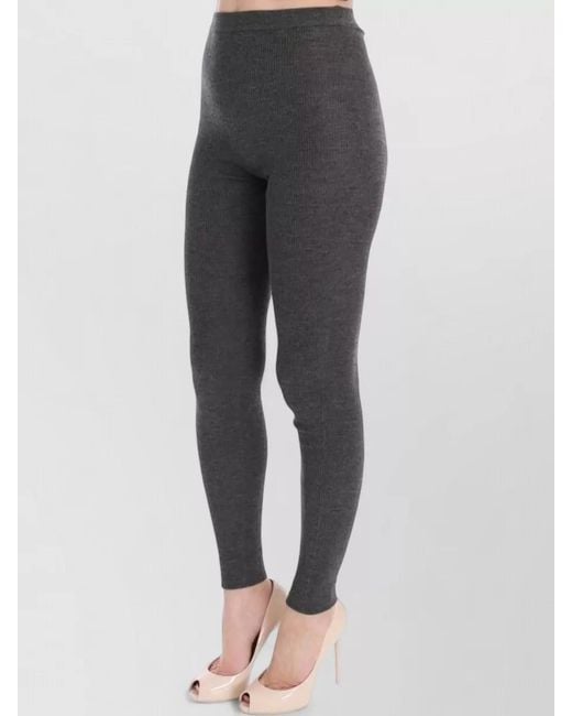 Dolce & Gabbana Gray Cashmere Ribbed Slim-Fit Leggings