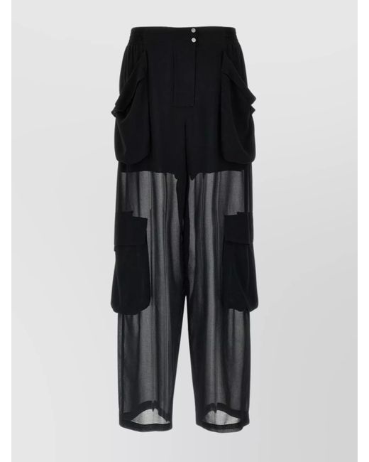 Pinko Black Utility Cargo Pants Sheer Panels