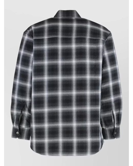 Our Legacy Gray Checked Cotton Long-Sleeve Shirt for men
