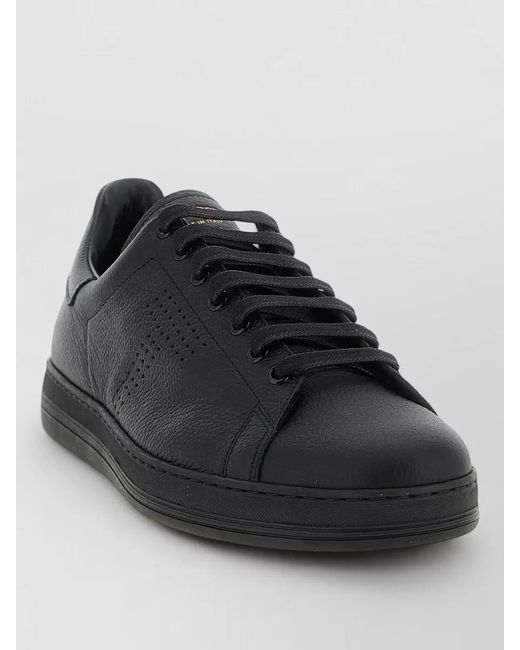 Tom Ford Black Leather Low-Top Sneakers for men
