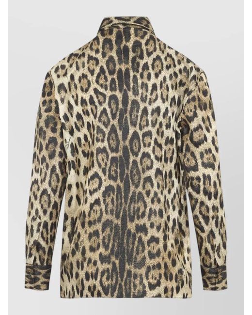 Roberto Cavalli Multicolor Silk Jacquard Print Long-Sleeve Shirt