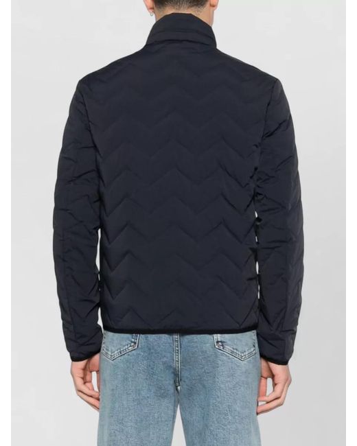 Emporio Armani Blue Chevron-Quilted Down Puffer Jacket for men