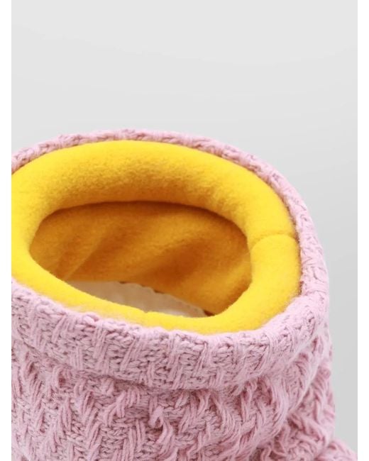 Moon Boot Pink Ankle Boots Knit Texture Wedge Heel