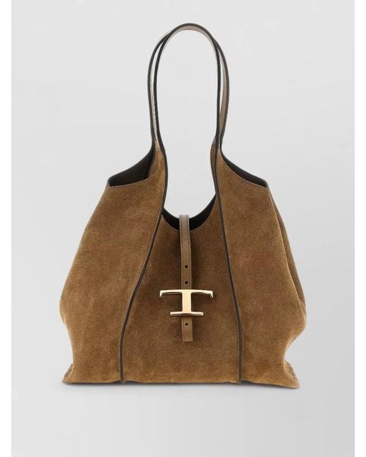 Tod's Natural Medium T Shoulder Shopping Bag Dual Handles