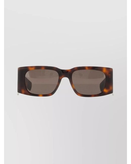 Saint Laurent Gray Rectangular Tortoiseshell Sunglasses Dark Lenses