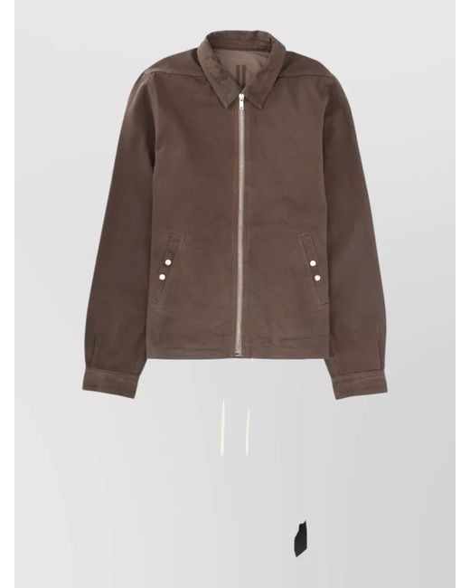 Rick Owens Brown Coat Adjustable Hem Button Cuffs Collar Pockets for men