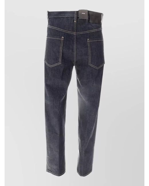 DSquared² Blue Cotton Straight-Leg Trousers for men