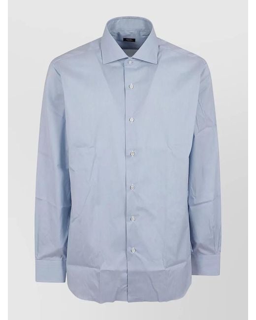 Barba Napoli Blue Regular Fit Shirt Long Sleeves Button Cuffs for men
