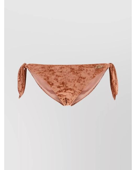 Chloé White Velvet Bikini Slip Featuring Side Ties