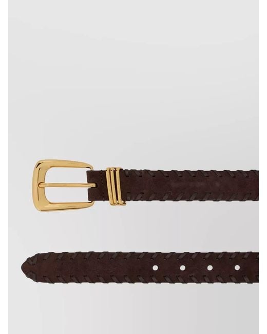 Veronica Beard Brown Leather Belt Buckle Calfskin Suede 3 Cm