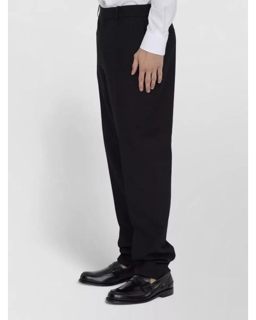 Saint Laurent Black Virgin Wool High-Rise Straight-Leg Trousers for men