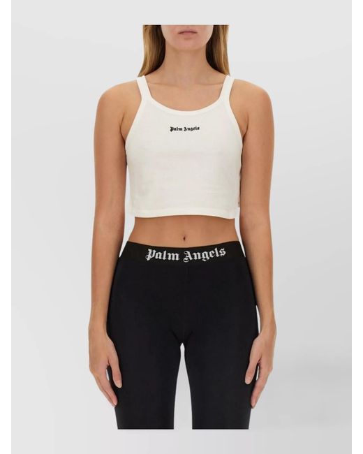 Palm Angels Black Cropped Tank Top