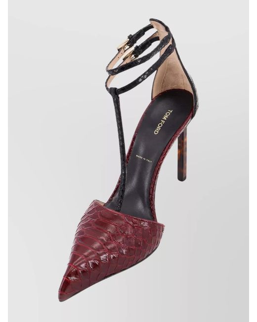 Tom Ford Pink Leather Python-Effect Pumps