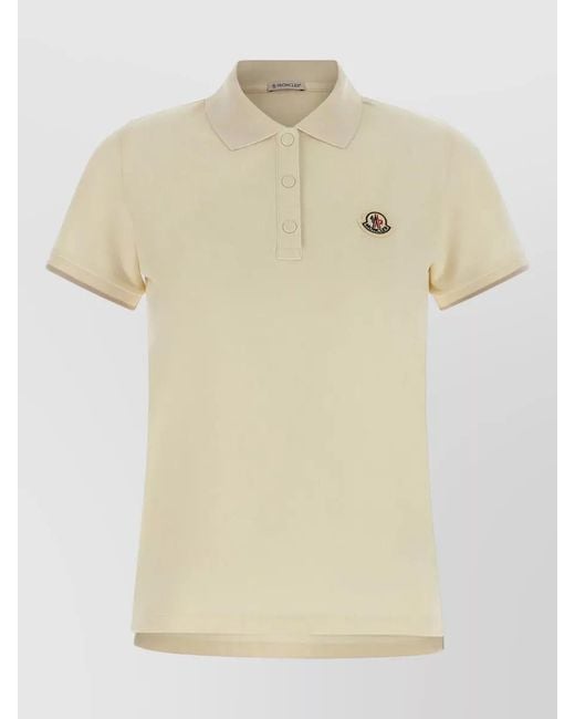 Moncler Natural Cotton Piqué Polo Shirt Logo Detail