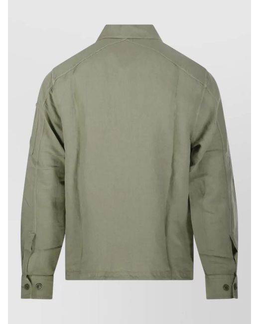 C P Company Green Linen Shirt Jacket for men