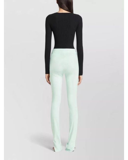 Courreges Black Long Sleeve Scoop Neck Ribbed Top