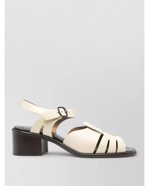 Hereu Metallic Ancora Sandals Ankle Strap Block Heel
