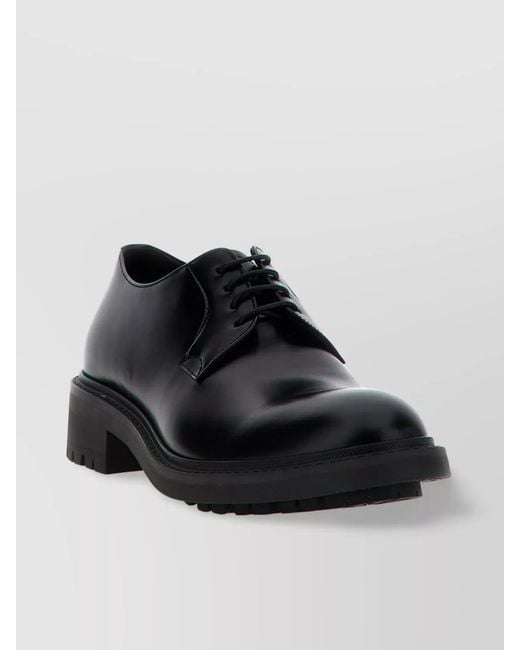 Saint Laurent Black Leather Lace-Up Shoes for men