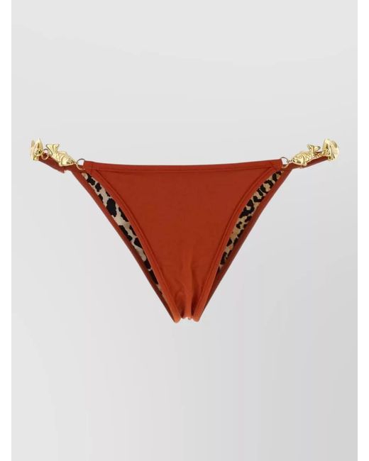 Reina Olga Brown Stretch Nylon Splash Bikini Bottom Ties