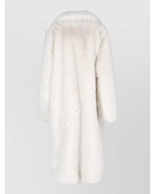 Dondup White Belted Faux Fur Mid Length Coat