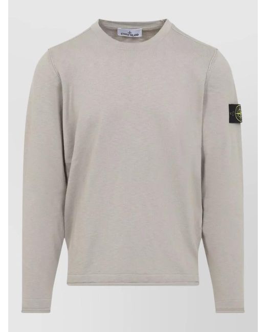 Stone Island Gray Crew Neck Cotton Blend Knit Sweater for men