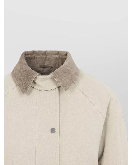 Brunello Cucinelli Natural Cotton Linen Single Breasted Coat