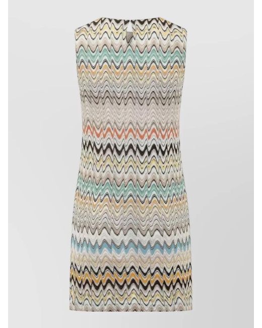 Missoni Gray Sleeveless Zigzag-Knit Mini Dress