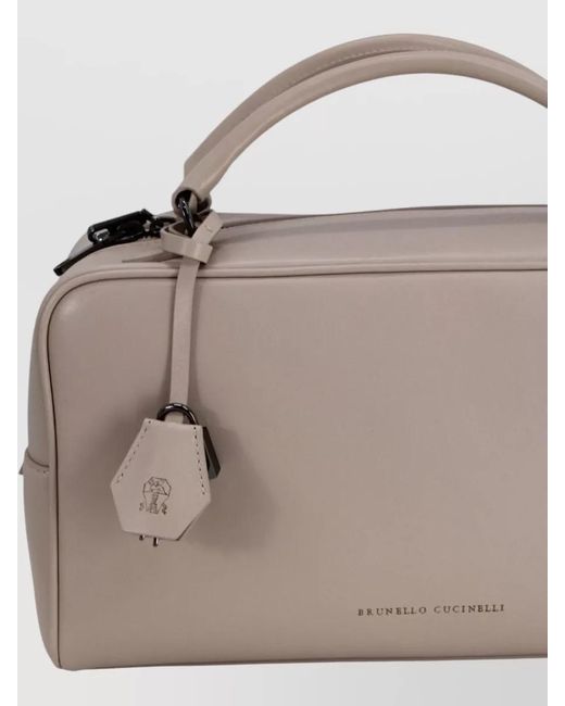Brunello Cucinelli Brown Top Handle Leather Shoulder Bag Design
