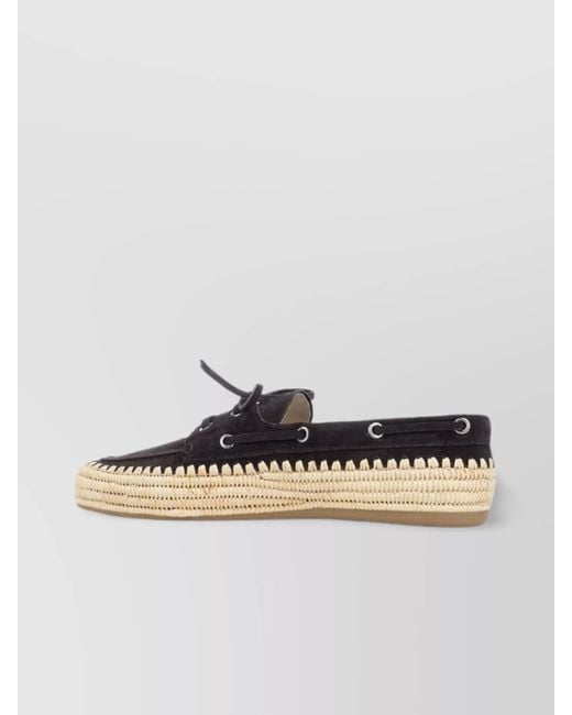 Miu Miu Natural Loafers With Espadrille Sole And Eyelet Detailing