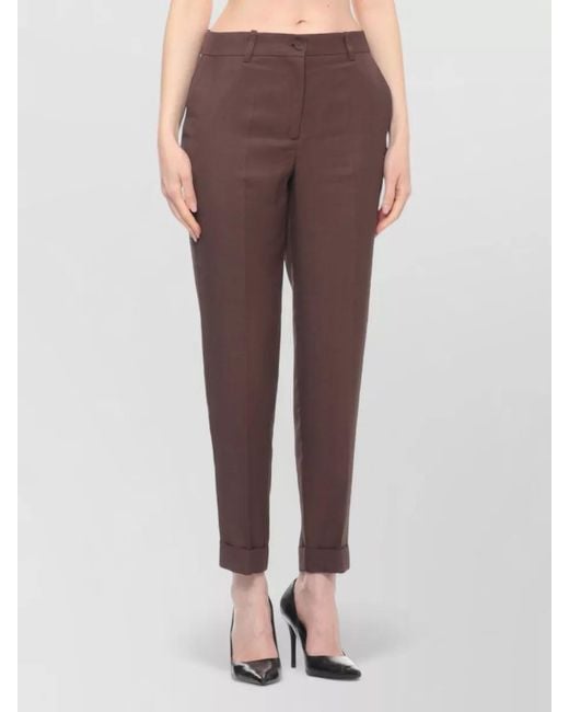 P.A.R.O.S.H. Brown Straight-Leg Tailored Trousers