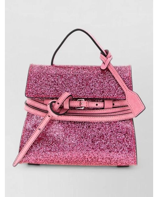 Moschino Pink Tie Me Small Shoulder Bag Buckle Strap