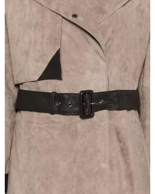 Emporio Armani Natural Goat Leather Trench Coat Belted Design