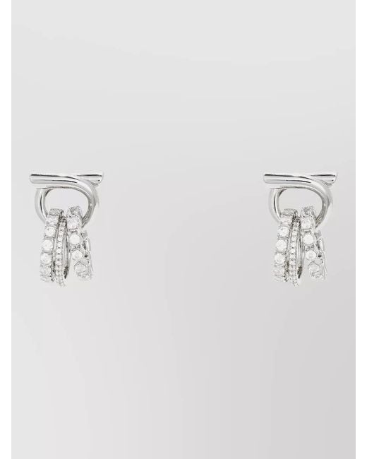Ferragamo Multicolor Crystal Hoop Earrings Subtle Light Reflections