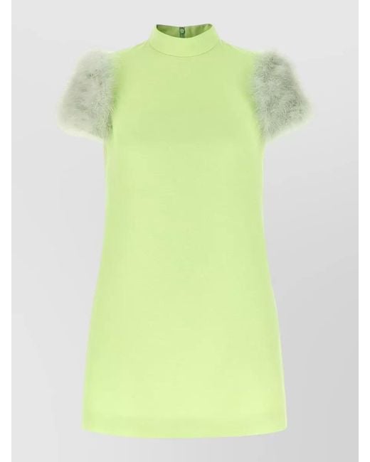 Valentino Garavani Green Feather Mini Dress