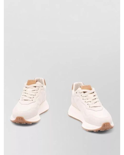 Hogan Natural Sneakers Rubber Sole Suede Accents Design