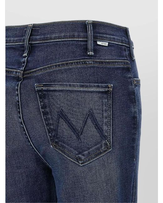 Mother Blue Denim Straight-Leg Ankle Jeans