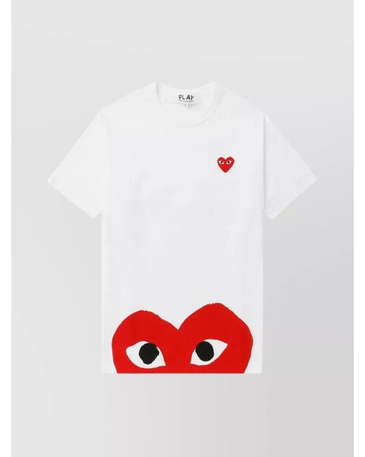 Comme des Garçons White Cotton T Shirt Crew Neck Heart