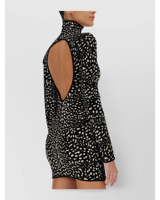 Roberto Cavalli Black Cheetah High-Neck Open-Back Mini Dress