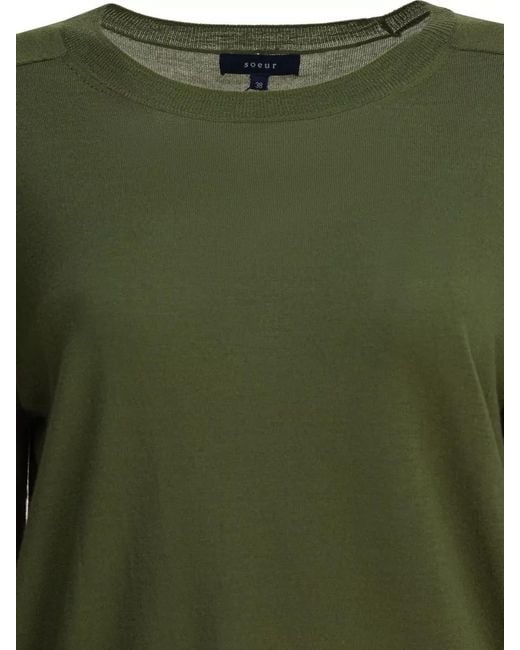 Soeur Green Aussie Crew Neck Sweater Long Sleeves