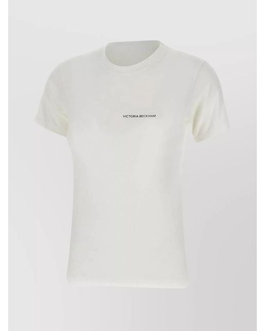 Victoria Beckham White Crew Neck Regular Fit Short Sleeves Top
