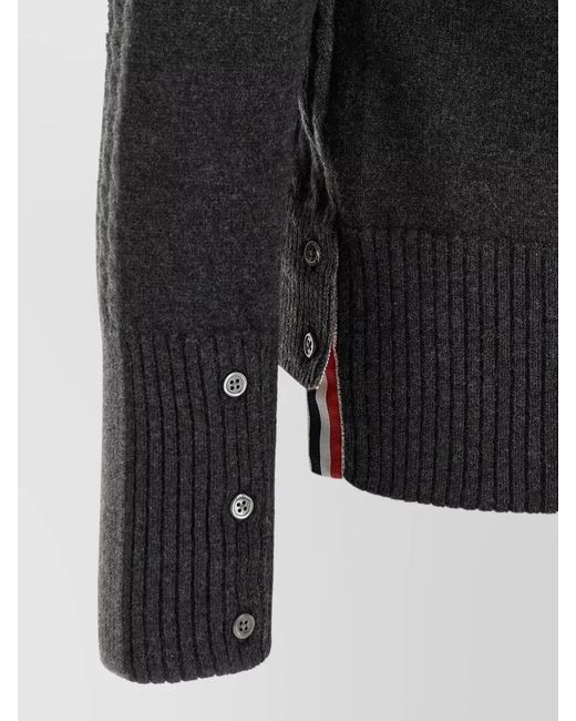 Thom Browne Gray Trompe L Oeil Polo Knit Sweater for men