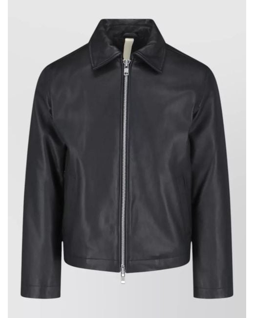 sunflower Black Collared Jacket Long Sleeves Side Pockets Smooth for men