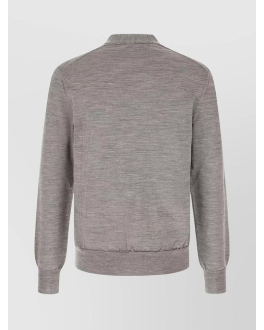 Comme des Garçons Gray Ribbed V-Neck Wool Cardigan for men