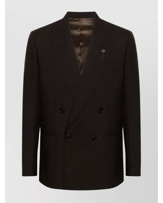 Lardini Black Virgin Wool Regular-Fit Suit for men