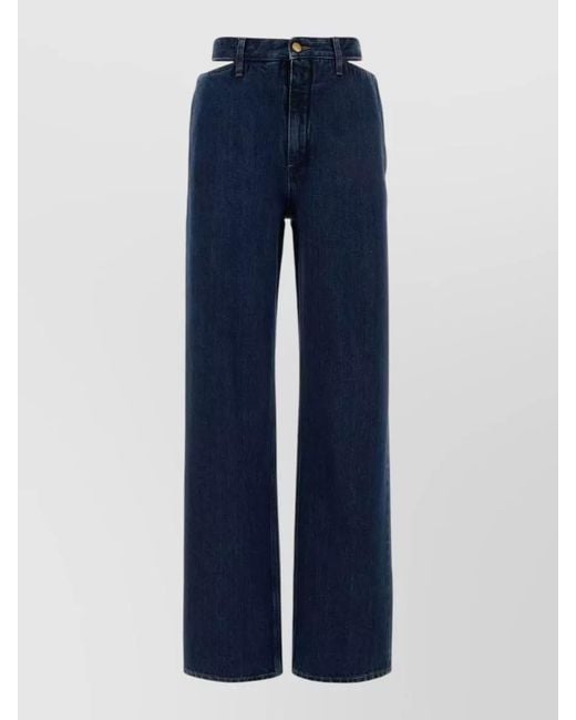 Jil Sander Blue High Waist Wide Leg Denim Trousers