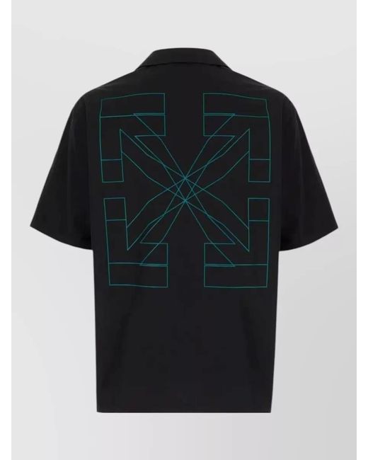 Off-White c/o Virgil Abloh Black Poplin Cotton Shirt Short Sleeves Straight Hem for men
